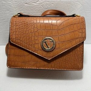 Vera Brown Crossbody purse Louise Chain CROCO FLAP MSRP 78.00